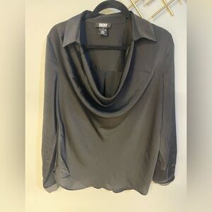 DKNY Black Draped Blouse